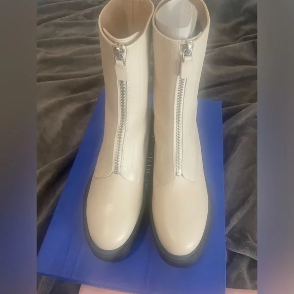 Stuart weitzman soho zip booties oat cream lug sole shoes 12 b new NIB ladies - Picture 5 of 17